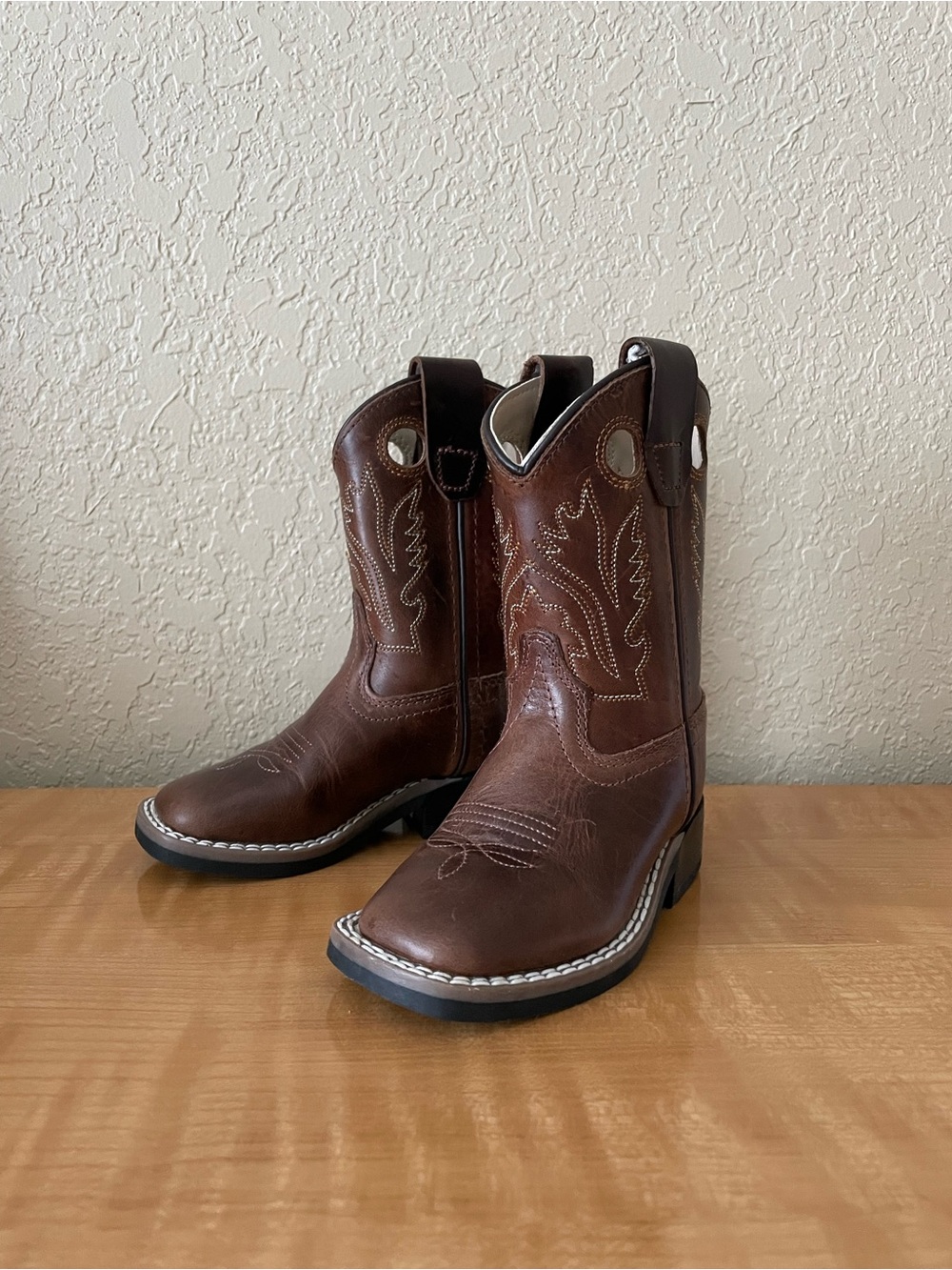 New Toddlers Old West Unisex Broad Square Toe Leather Boots 5.5 Brown Western